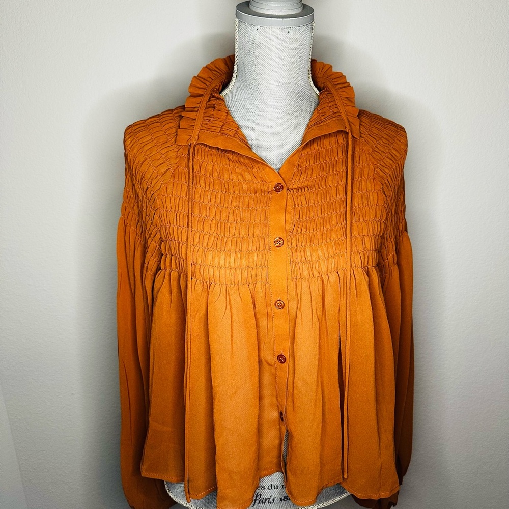 Rust Orange Women's Top Size Small NWT Cavenders Blouse Top